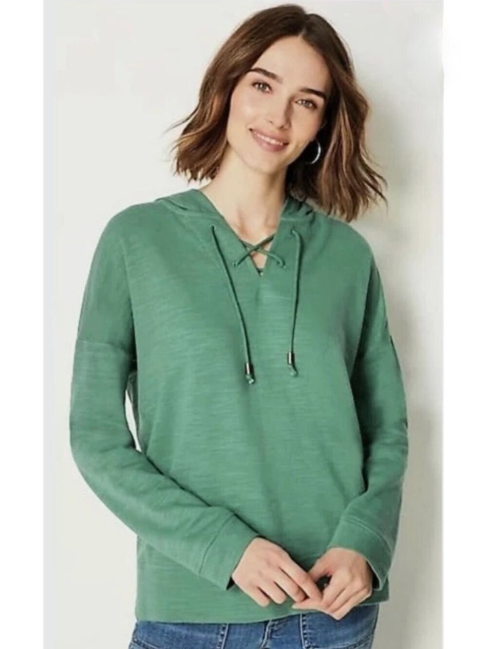 J. Jill Lightweight Lace Up Hoodie - Small